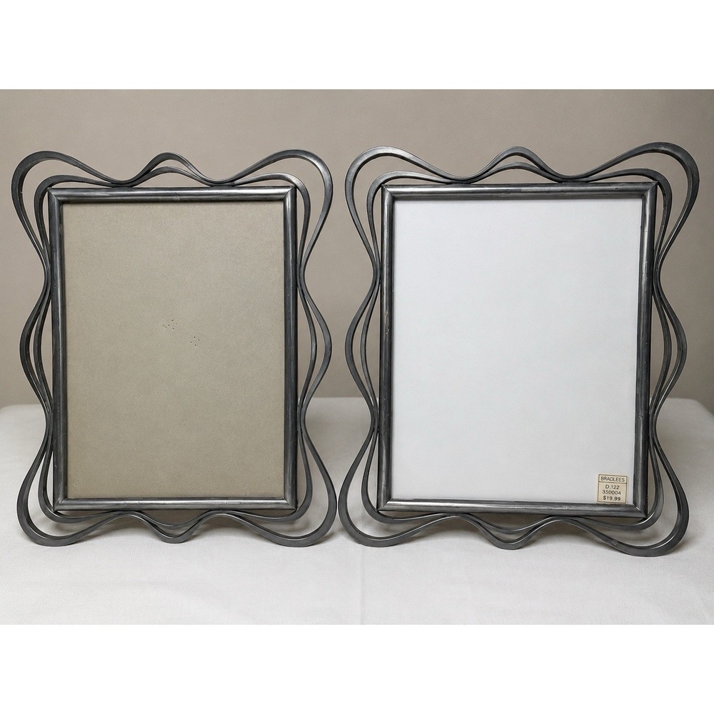 Vintage Bradlees‎ Pair Wavy Metal Picture Frames 8x10 Postmodern Taiwan